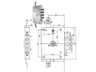 SERRATURA TRIPLICE APPLICARE C/SCROCCO D.MAPPA REVERS. BLINDATE 7056 chiave mm.92 (705601) CR