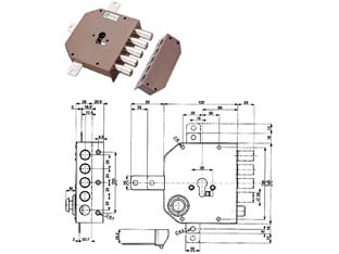 SERRATURA QUINTUPLICE APPLICARE SENZA SCROCCO CILINDRO EUROPEO 38640 mm.60 SX (38640VS00J) MOTTURA