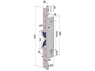 SERRATURA TRIPLICE HOOKS IN ACC.INOX PROF. EUROPEO PER PERSIANE 2143 mm.30 (2143XAI3030) SECUREMME
