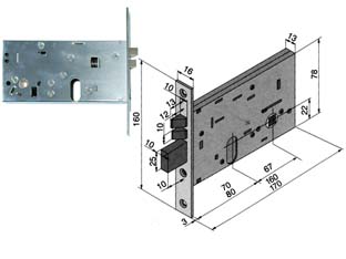 ELETTROSERRATURA DA INFILARE PER FASCE MM.78 H 306 mm.70 (30670010) WELKA