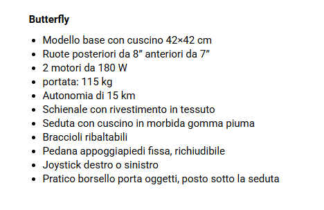 Carrozzina elettrica Butterfly