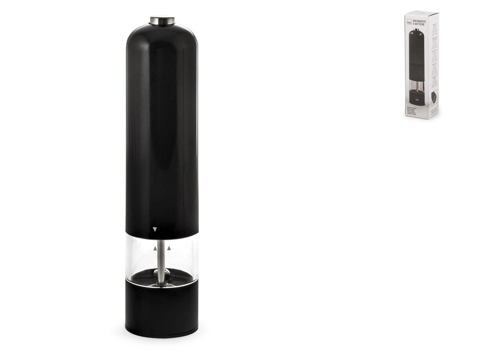 Macinapepe Elettrico Regolabile: Acciaio Inox, 6 Livelli Macinatura, Luce LED, Ricaricabile USB, 95ml