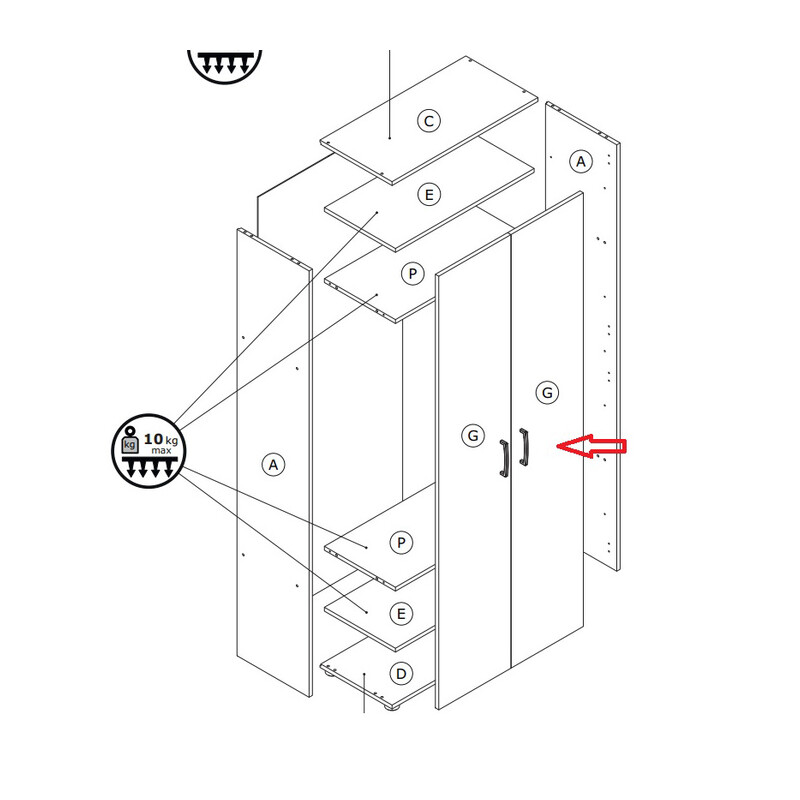 R ANTA G X KIT ARMADIO/SCARP. 2A CM.70X36X181H BIANCA- 1,0 pz - 2