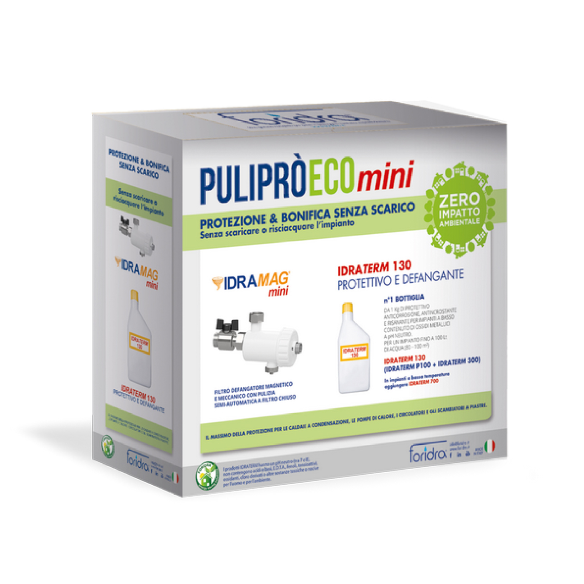 Image of KIT PROTEZIONE CALDAIA PULIPRÒ ECO MINI DEFANGATORE + PROTETTIVO FORIDRA