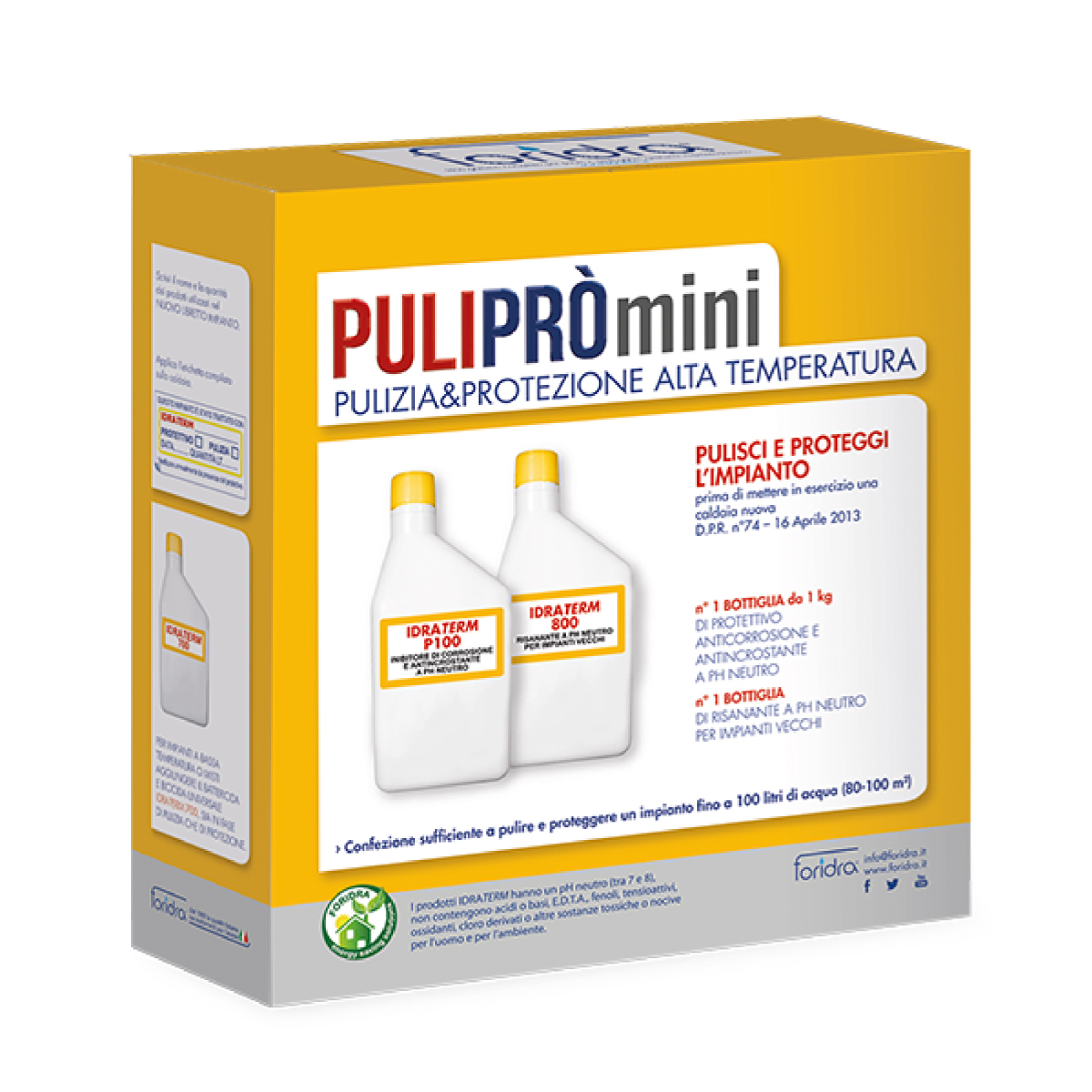 Image of KIT RISANAMENTO E PROTEZIONE LAVAGGIO IMPIANTO PULIPRÒ MINI KG 1 FORIDRA