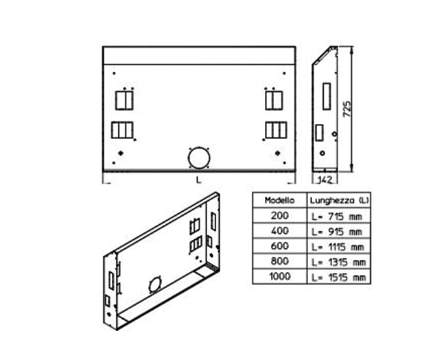 Image of Cassaforma per ventilconvettori ad incasso modello airleaf sli-rsi Mod.1000 dim.(lxhxp)= 1515x142x725 mm Innova srl