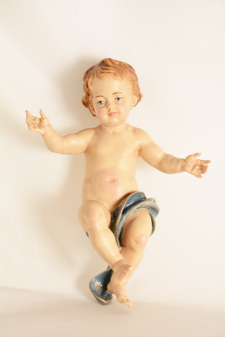 Gesù Bambino Legno Dipinto Colori a Olio 20 cm