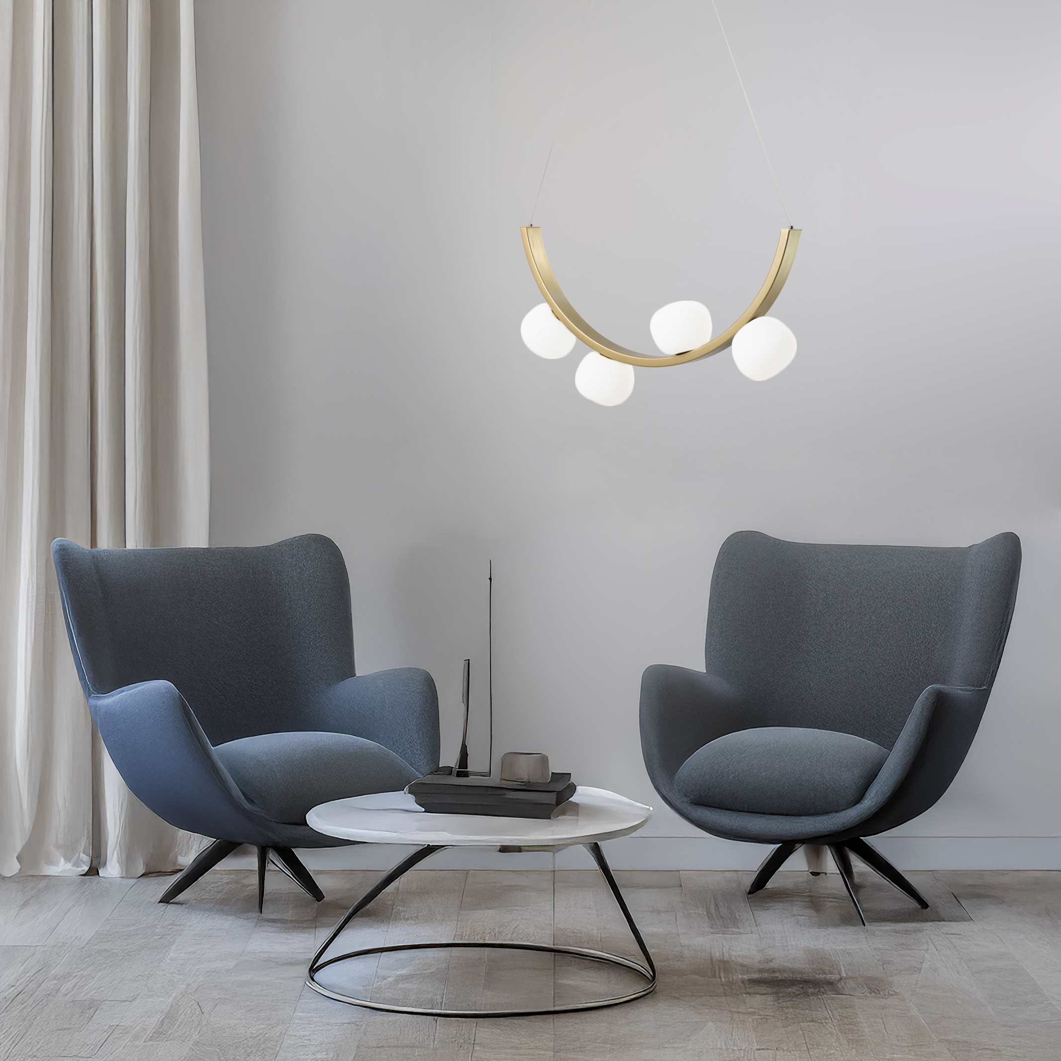 SUNSET SOSPENSIONE 4 LUCI ORO SPAZZOLATO 24W 3000K DIMMERABILE