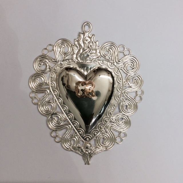 Cuore votivo in argento 13,5 x 10,5 cm