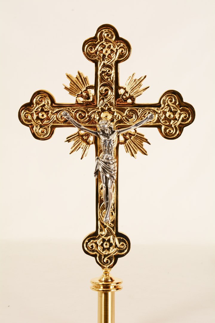 Croce astile in bronzo bicolore GALF2019