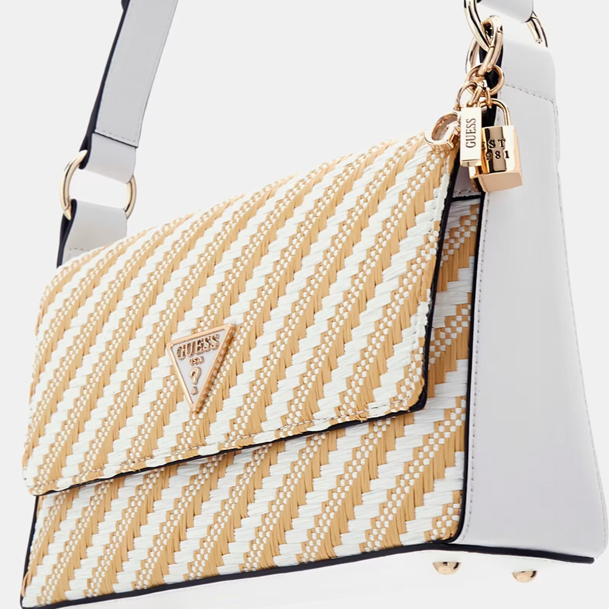 Guess SIMONA FLAP SHOULDER BAG NTW HWWG9210190 Natural/White