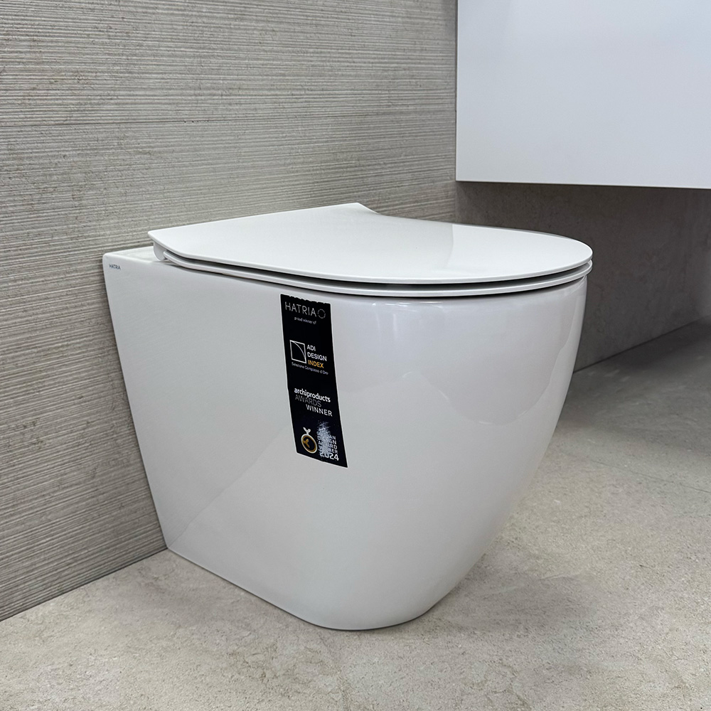 Hatria Centrica Pure Vortex Stand-WC mit SLIM Slow-Down-Sitz Gloss White
