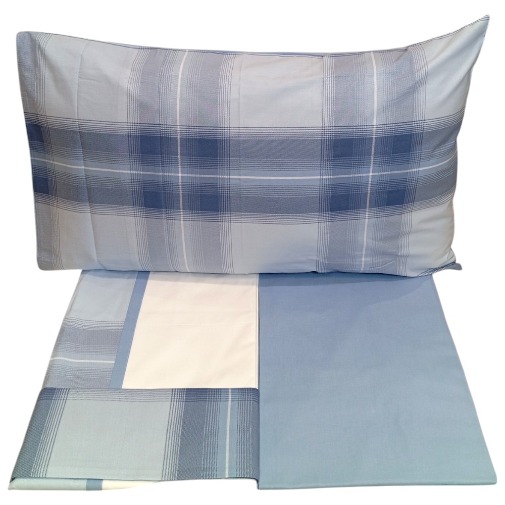 Completo letto matrimoniale Quadri - blu