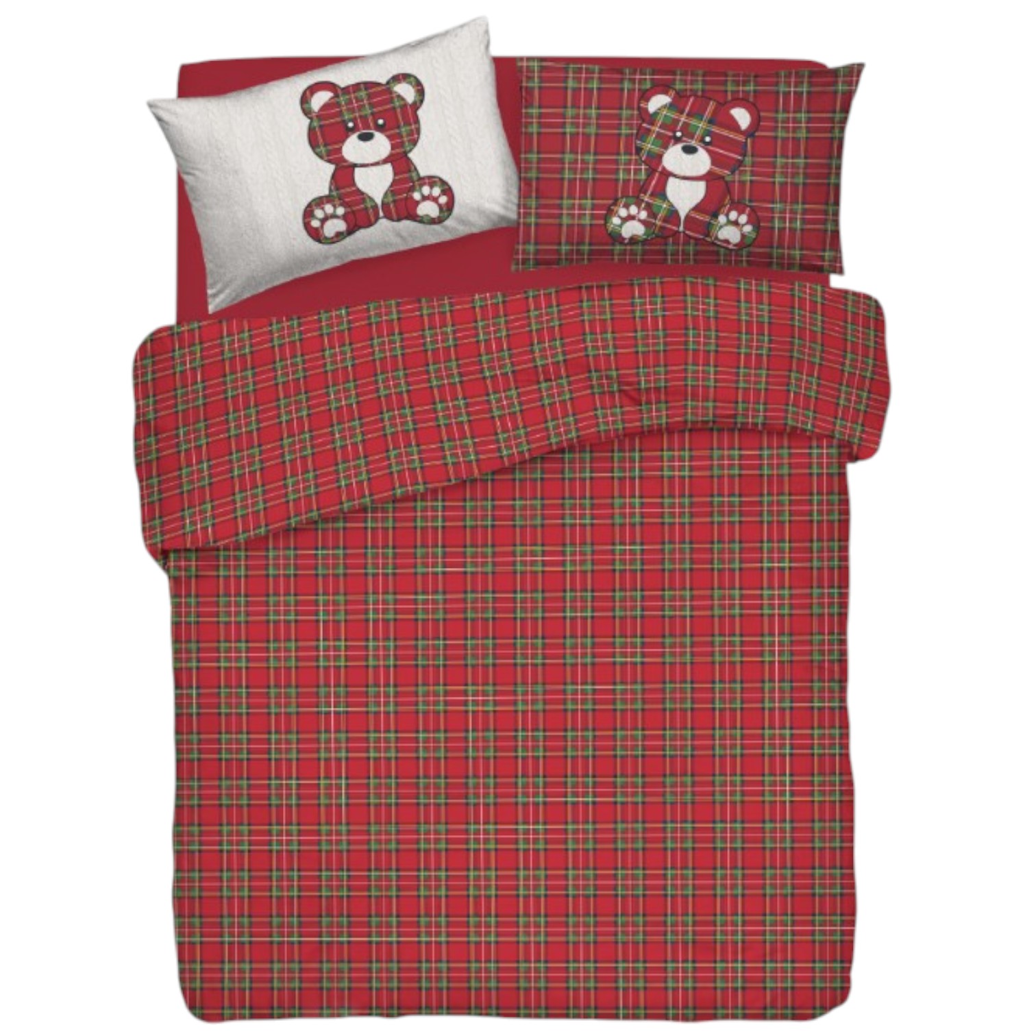 Copripiumino Orsetti una piazza in puro cotone - rosso