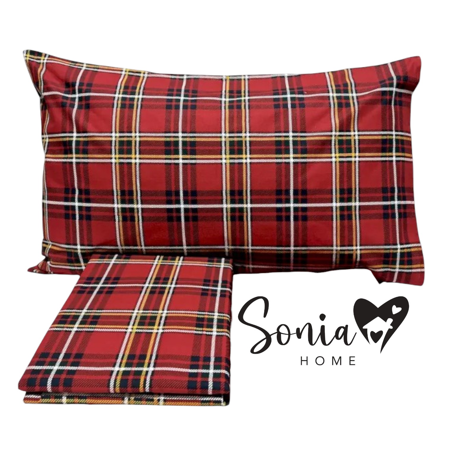 Copripiumino Tartan una piazza e mezza in puro cotone - rosso