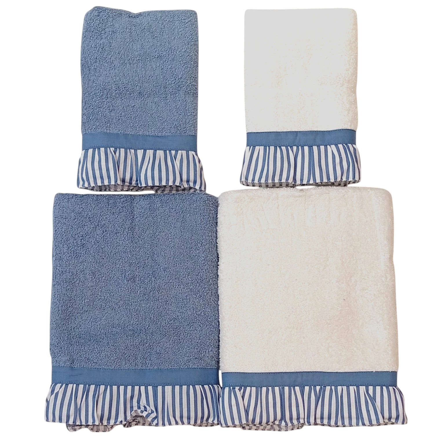 Doppia Coppia asciugamani bordo + volant righe - aviazione