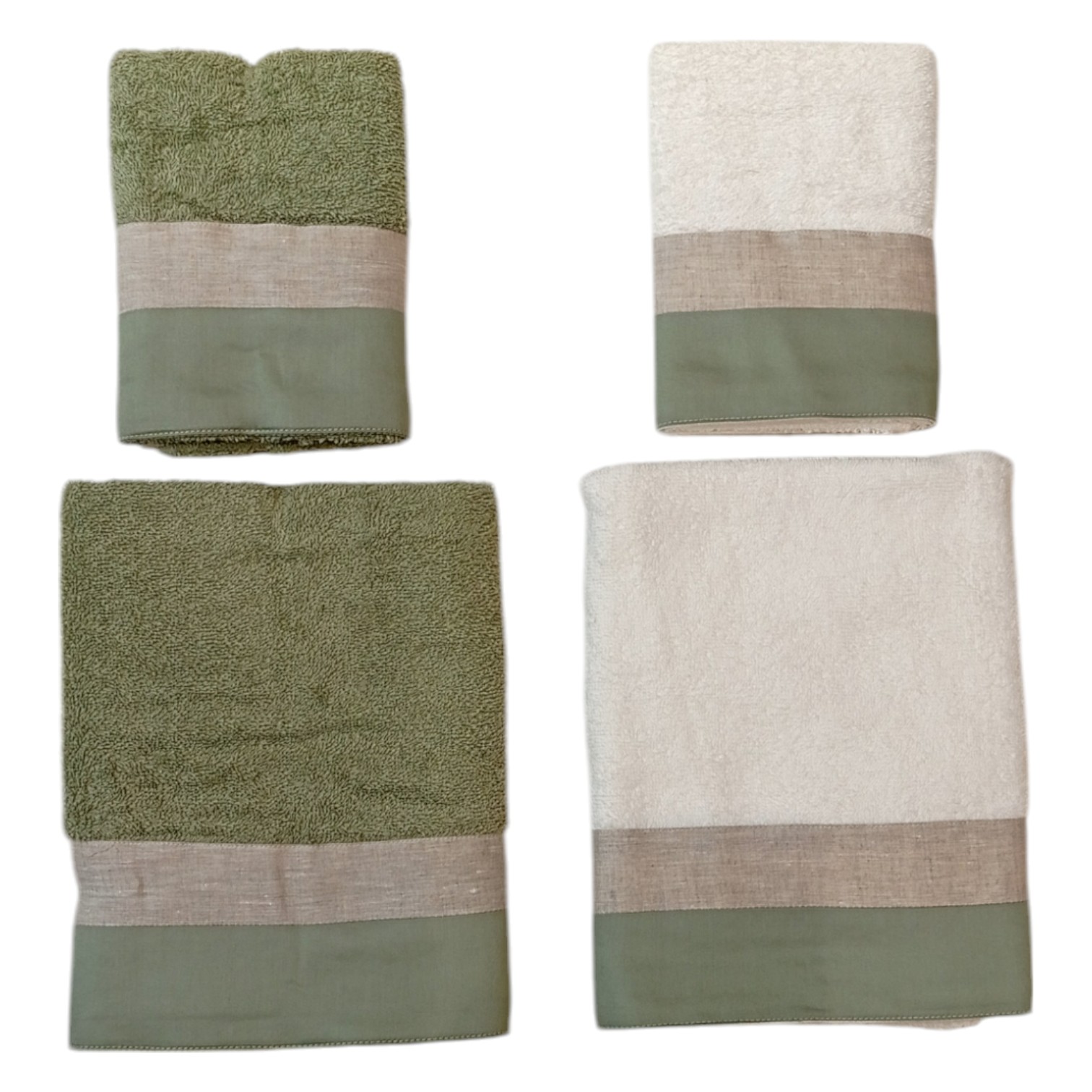 Doppia Coppia asciugamani bordo raso + lino - mango