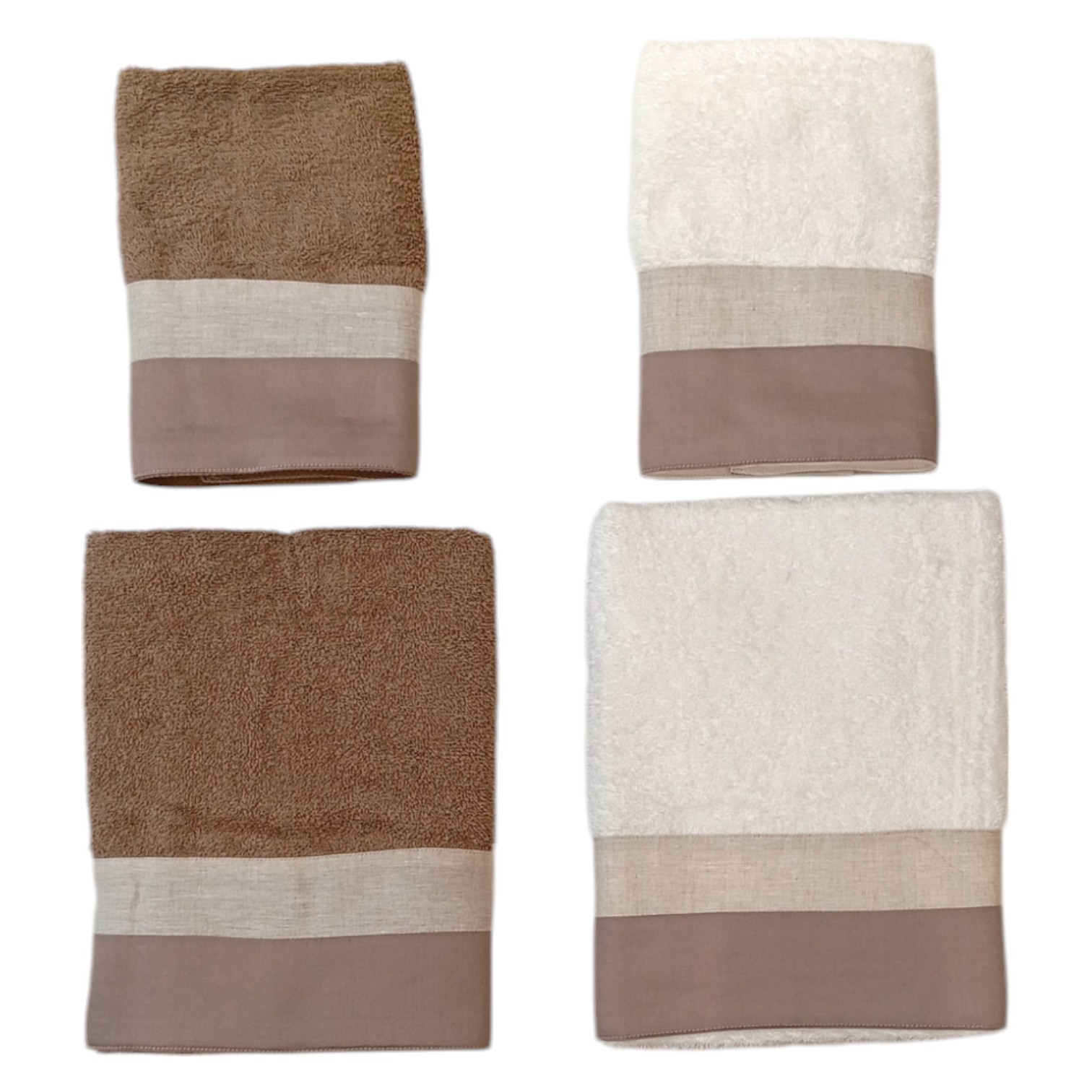 Doppia Coppia asciugamani bordo raso + lino - prisma