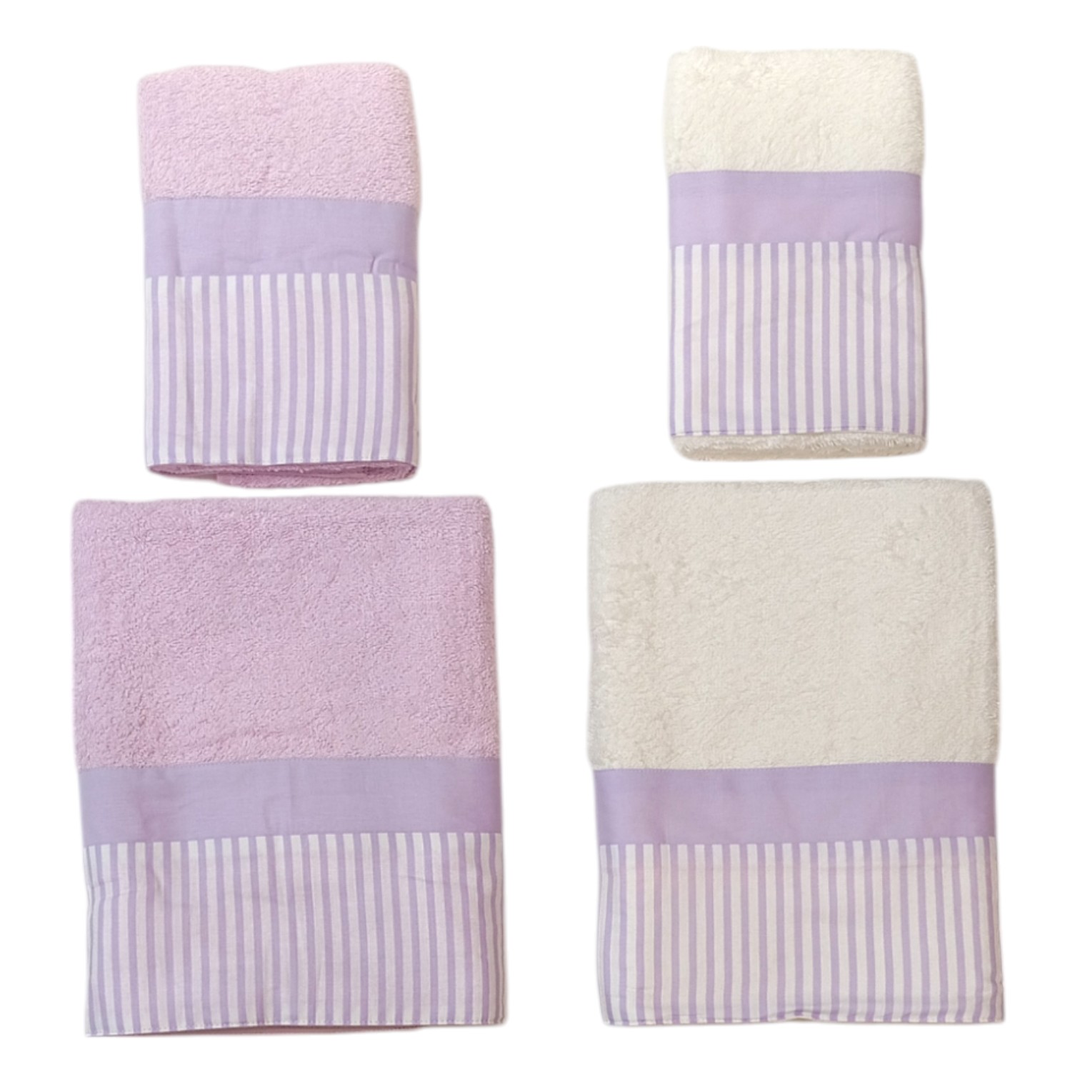 Doppia Coppia asciugamani bordo righe - glicine