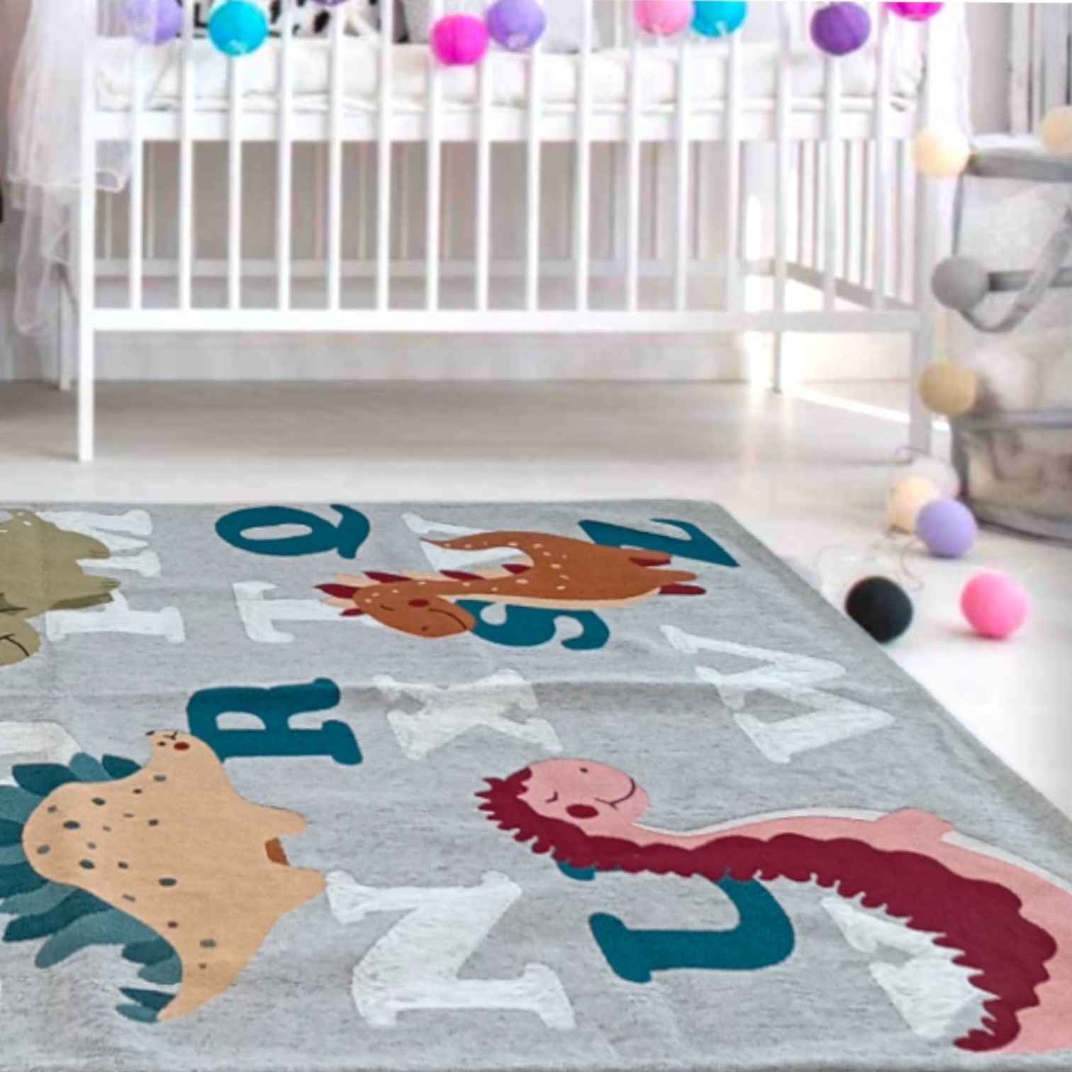 Tappeto Dinosauri 115 x 175 - grigio