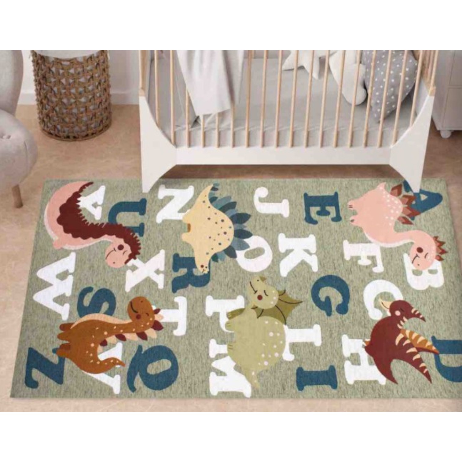 Tappeto Dinosauri 115 x 175 - verde