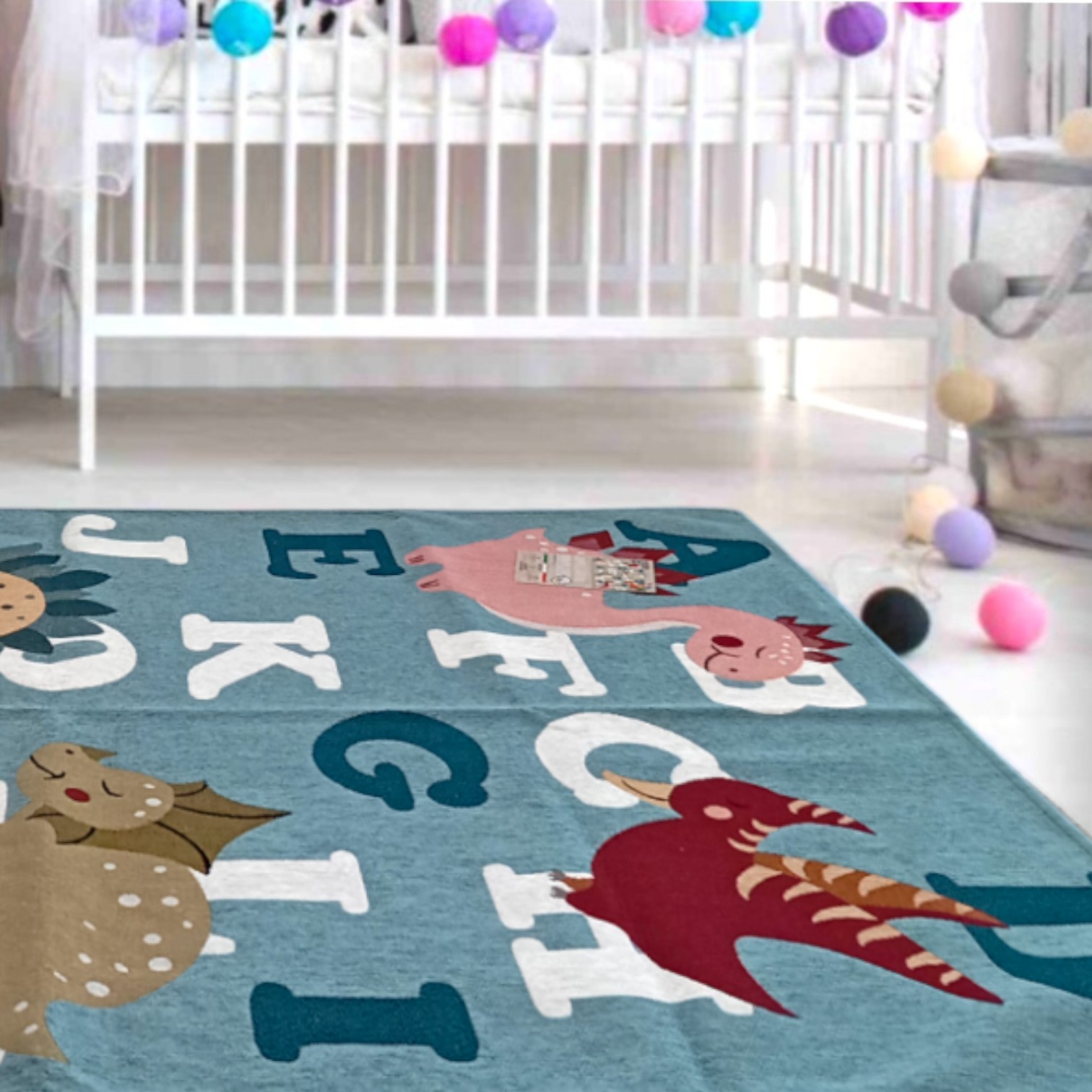 Tappeto Dinosauri 80 x 150 - azzurro