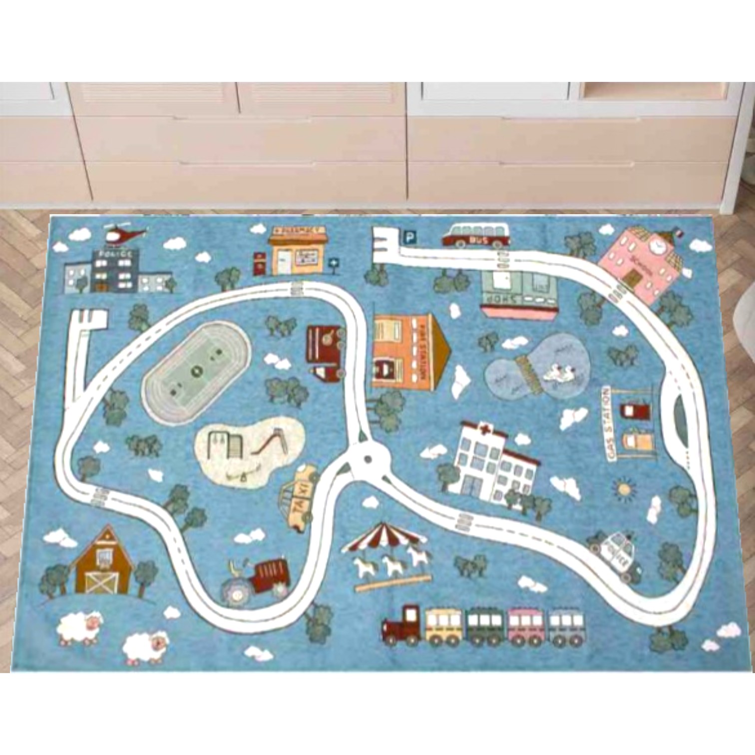 Tappeto Pista 115 x 175 - azzurro