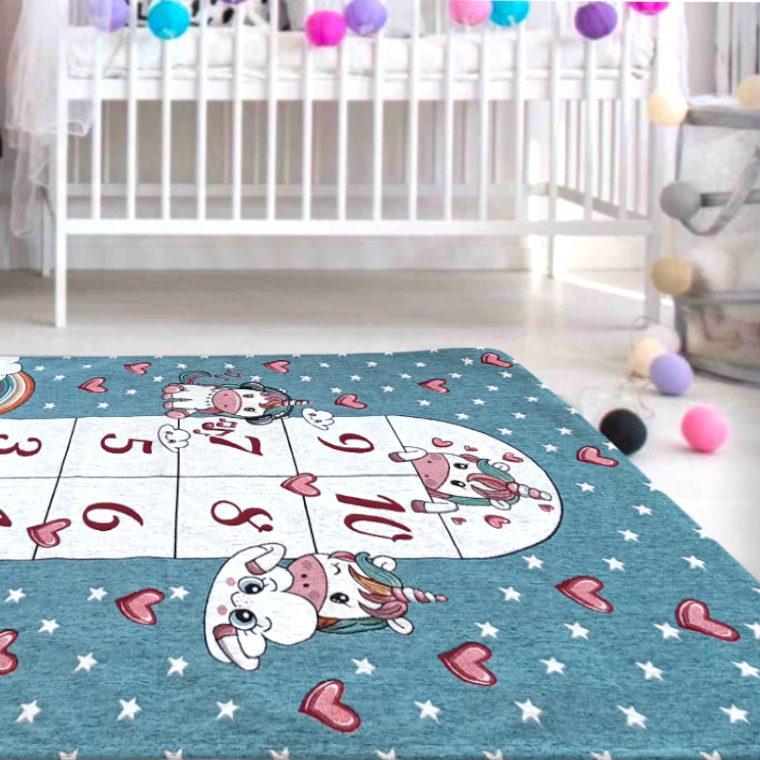 Tappeto Unicorni 115 x 175 - azzurro