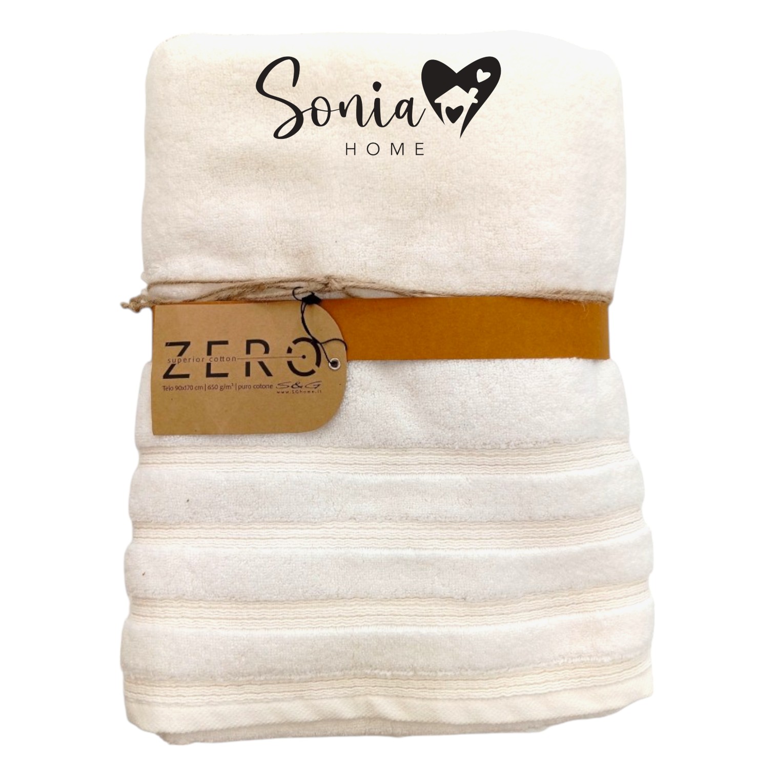 Telo doccia Carezza 650 gr misura 90 x 170 - avorio