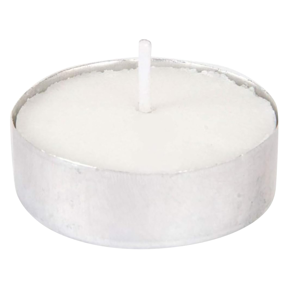 Image of CANDELA BIANCA 'TEALIGHT' cm 3,8 x 1,5 - cf. 25 pz in blister- 32 blister - Senza Marca