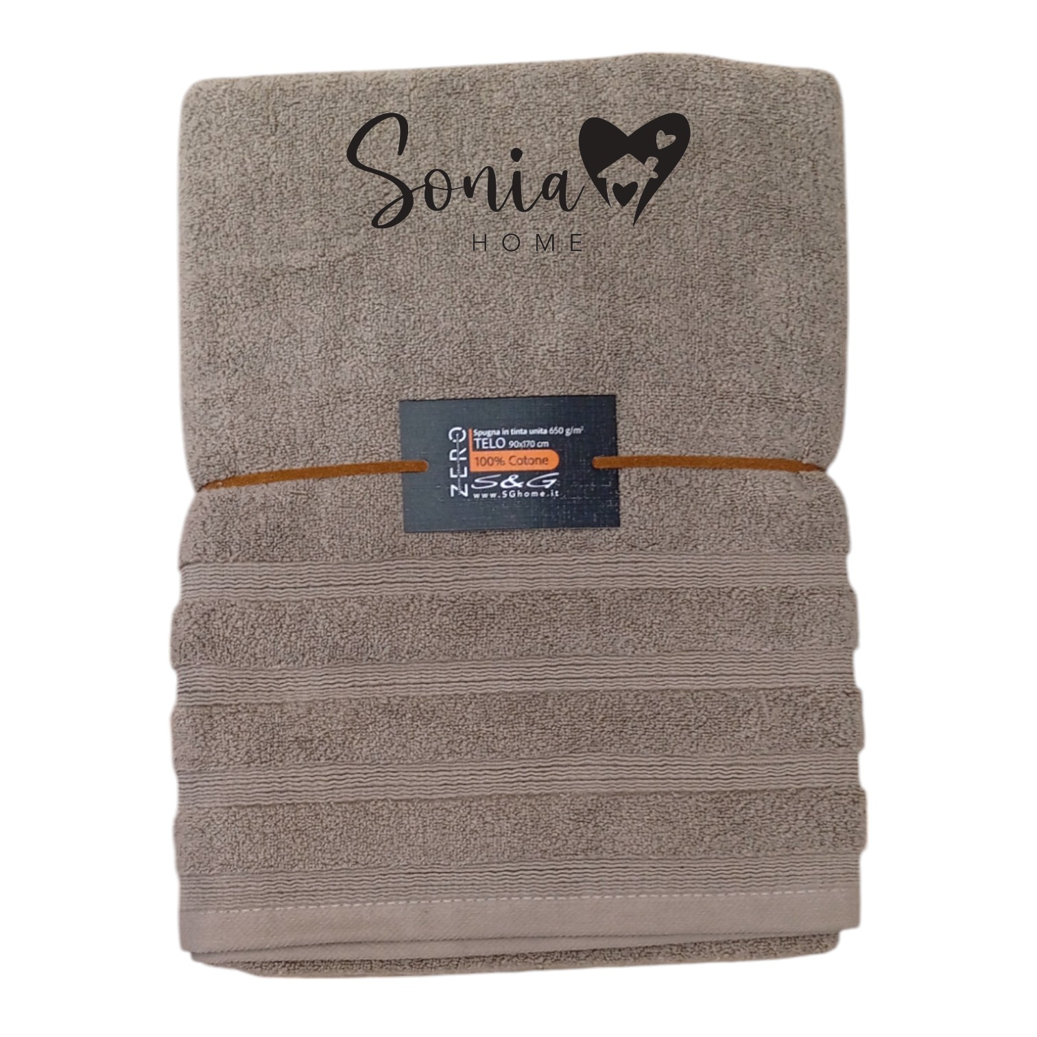 Telo doccia Carezza 650 gr misura 90 x 170 - tortora