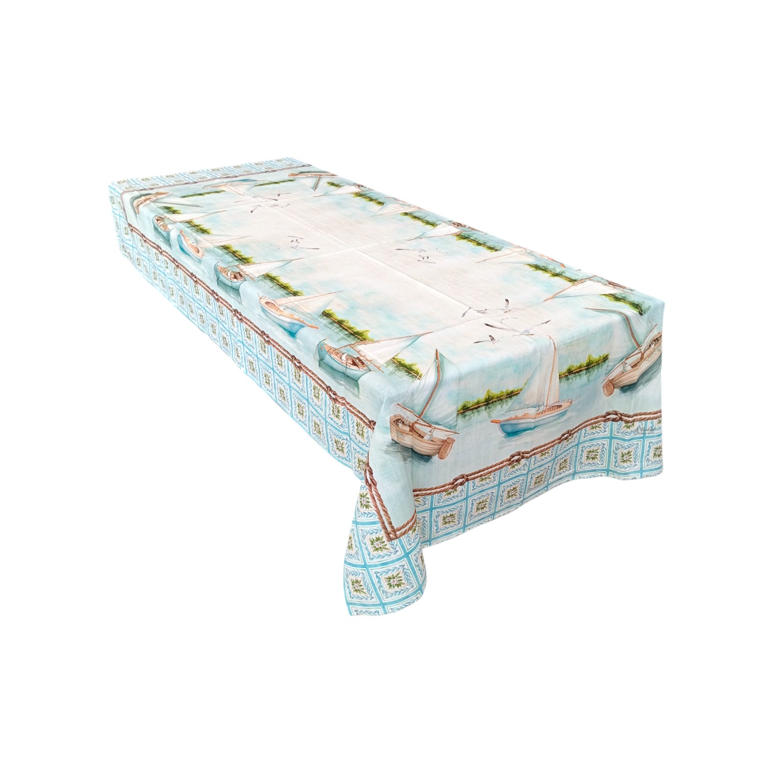 Tovaglia in puro cotone 140 x 240 con stampa digitale - Barche