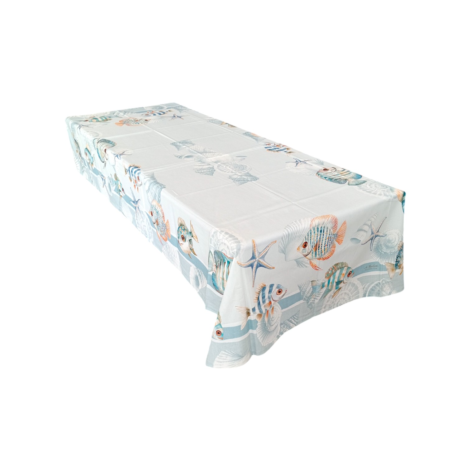 Tovaglia in puro cotone 140 x 240 con stampa digitale - Pesci