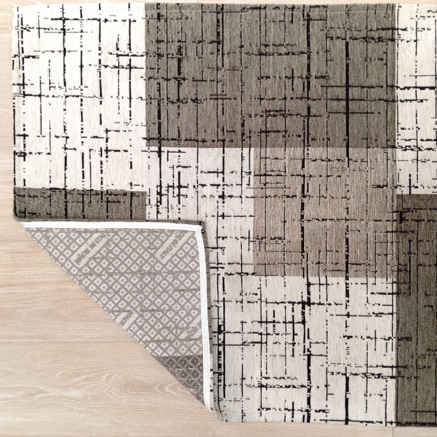 Tappeto Mondrian antiscivolo - Grigio