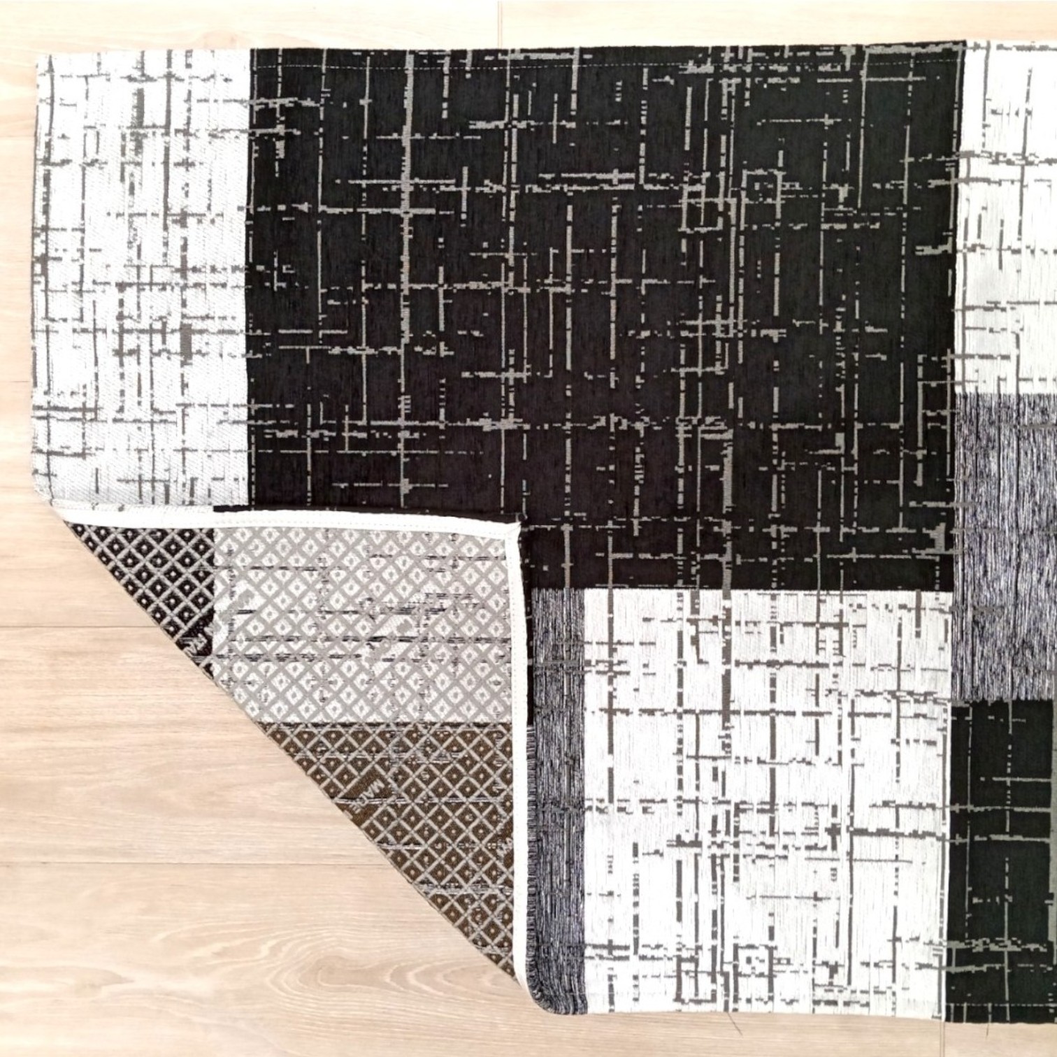 Tappeto Mondrian antiscivolo - Nero