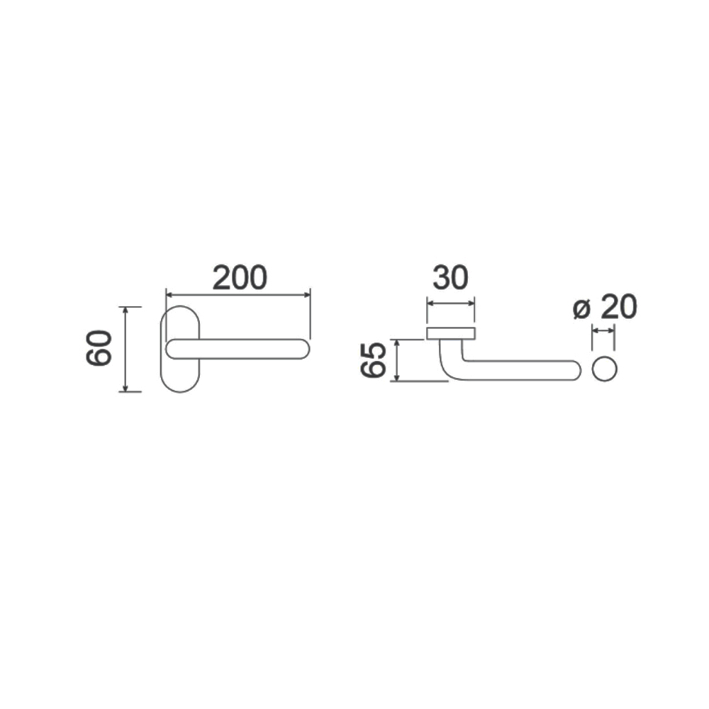 Maniglia Uni Plus 200mm inox solo rosetta ovale LH002BOR01