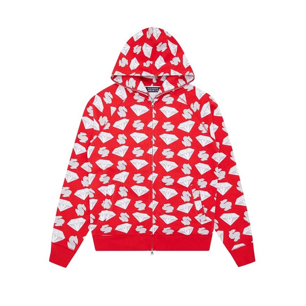 BILLIONAIRE BOYS CLUB Felpa Zip Trough Hoodie Diamonds & Dollars 
