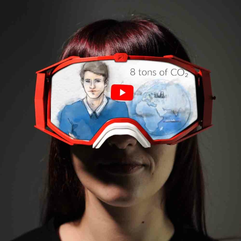 Maschera Ariete con illustrazione ClimatePartner