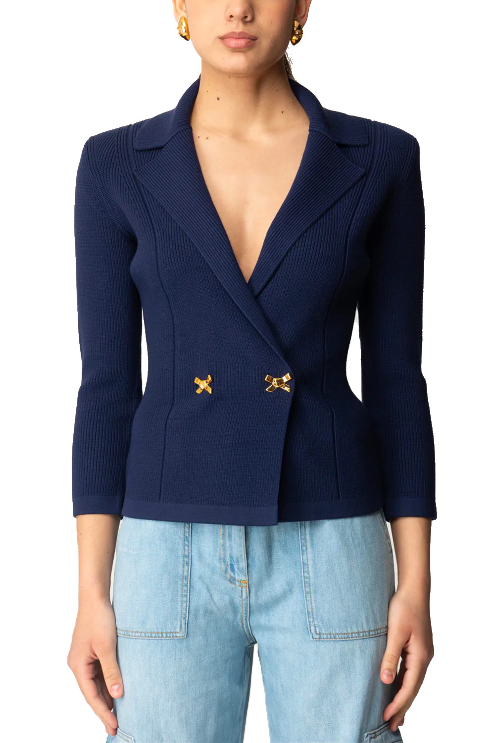 Blazer in Maglia con Fiocchi Gioiello