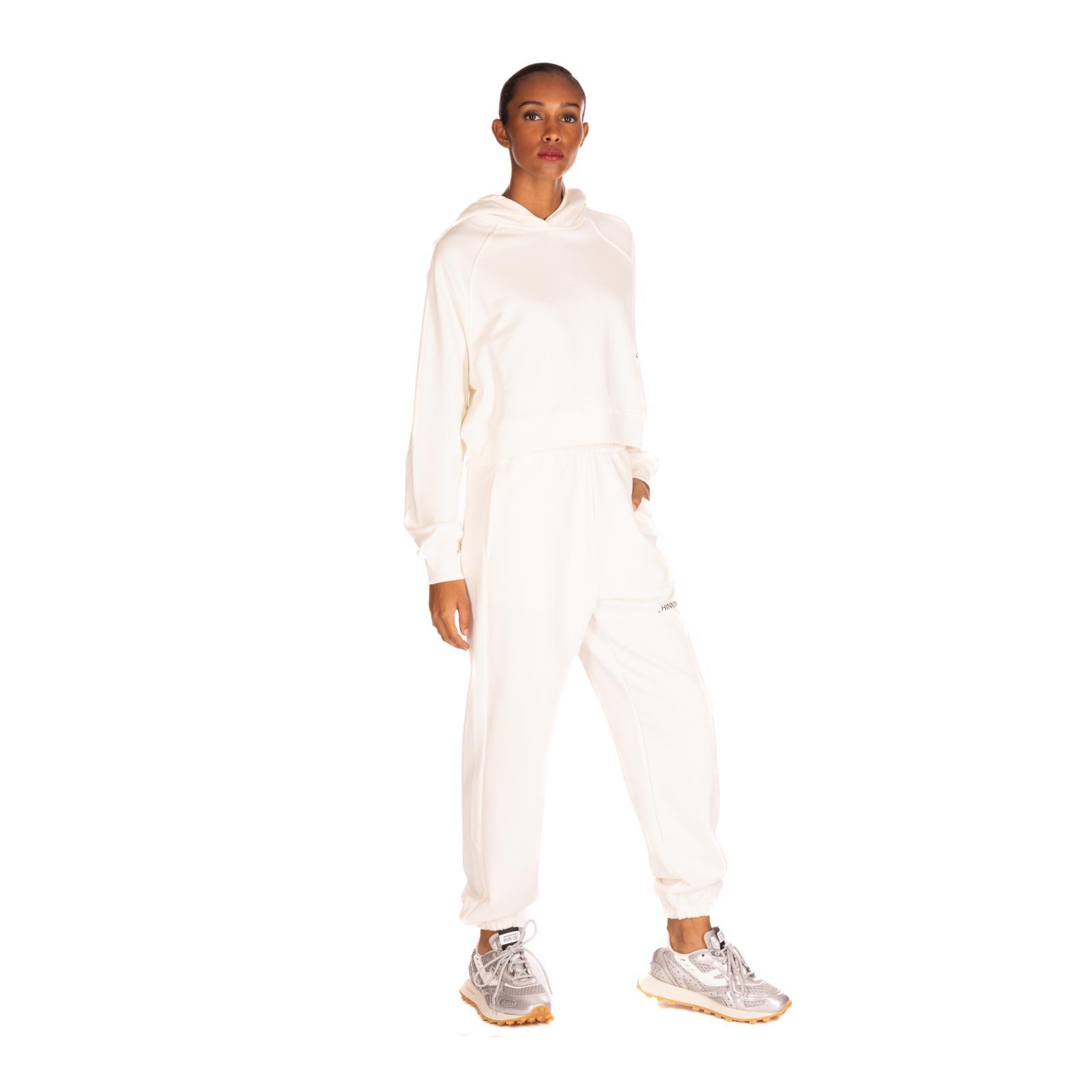 FELPA CAPPUCCIO SCATOLETTA CON STAMPA off-white