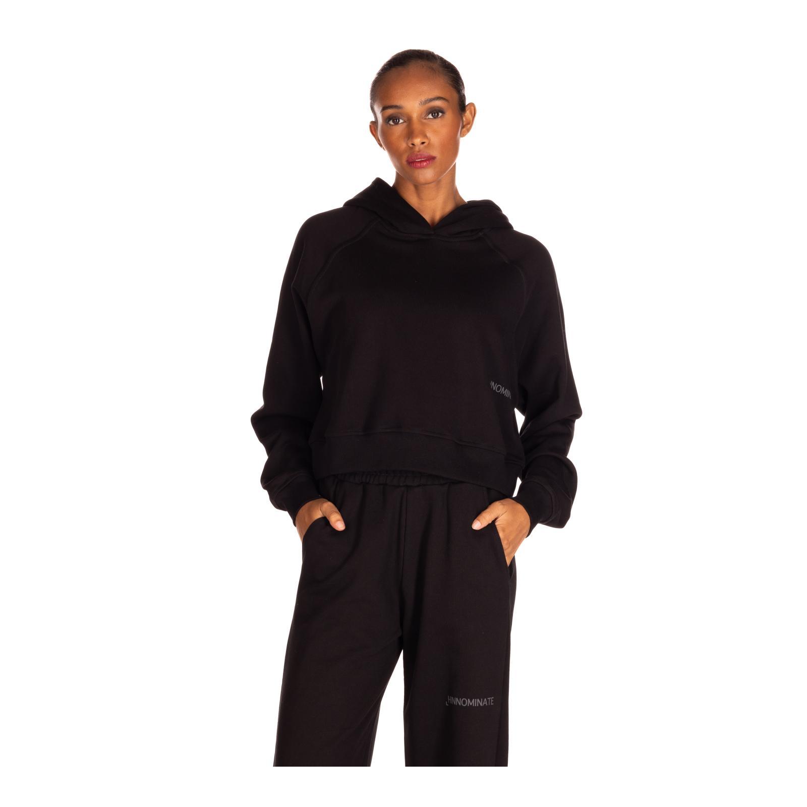 FELPA CAPPUCCIO SCATOLETTA CON STAMPA nero