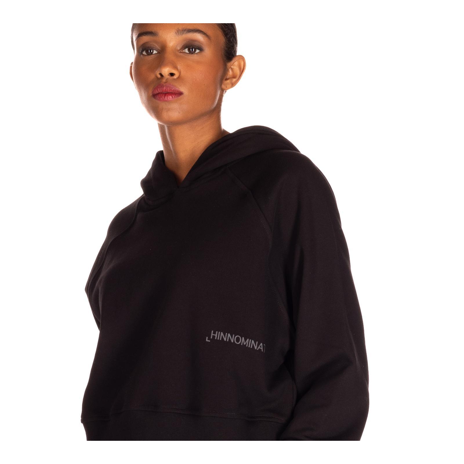 FELPA CAPPUCCIO SCATOLETTA CON STAMPA nero