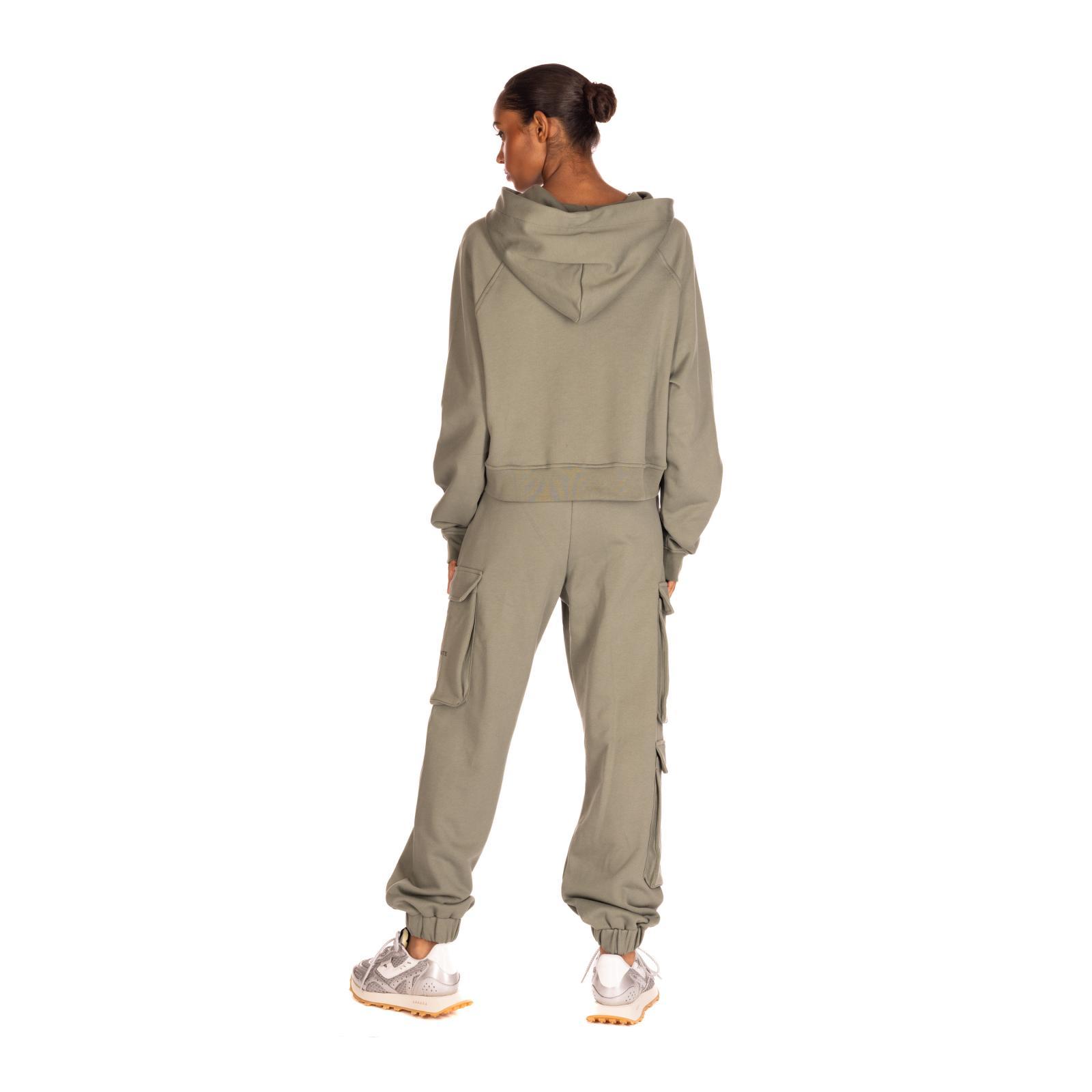 FELPA CAPPUCCIO SCATOLETTA CON STAMPA salvia