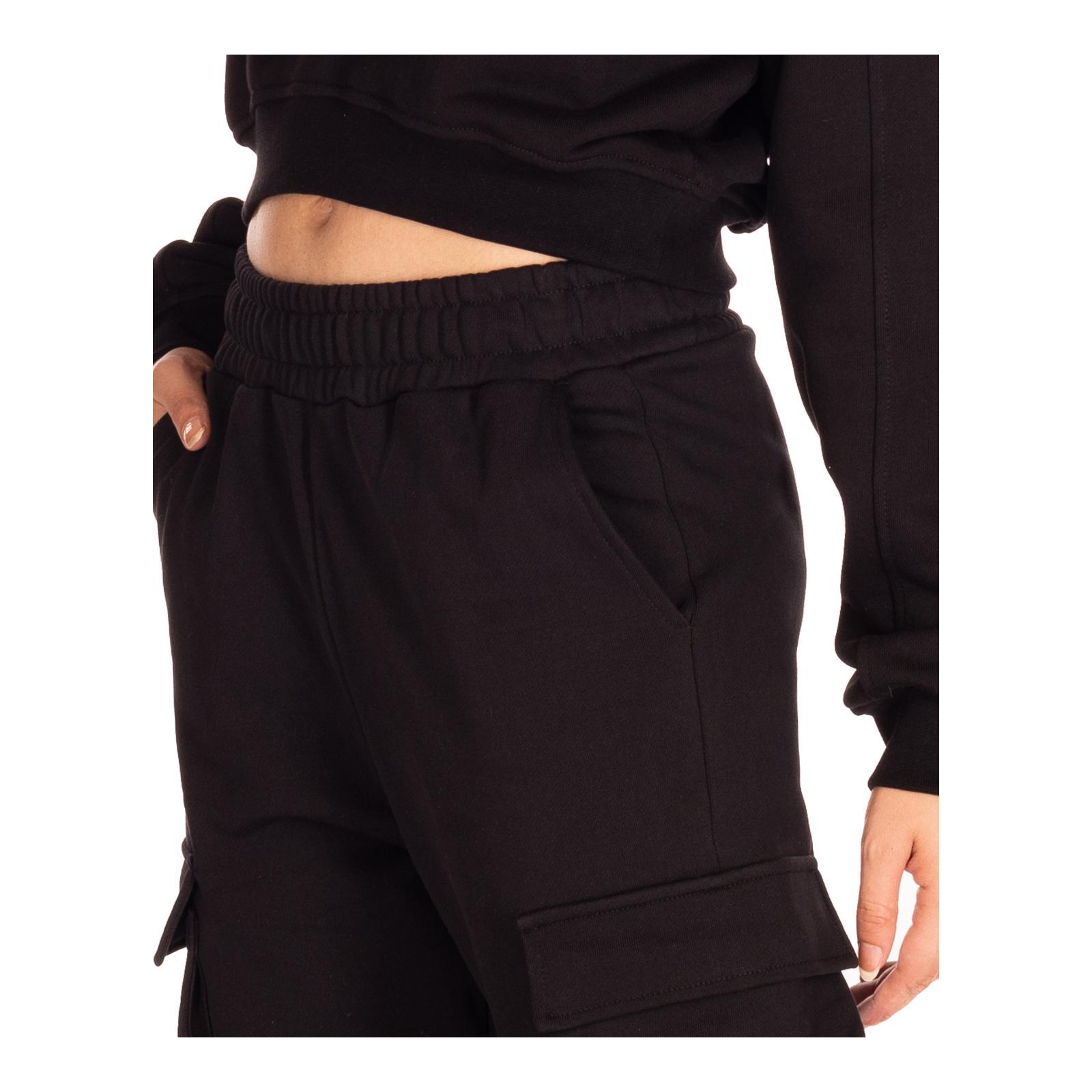 PANTALONE CON TASCONI LATERALI E STAMPA nero