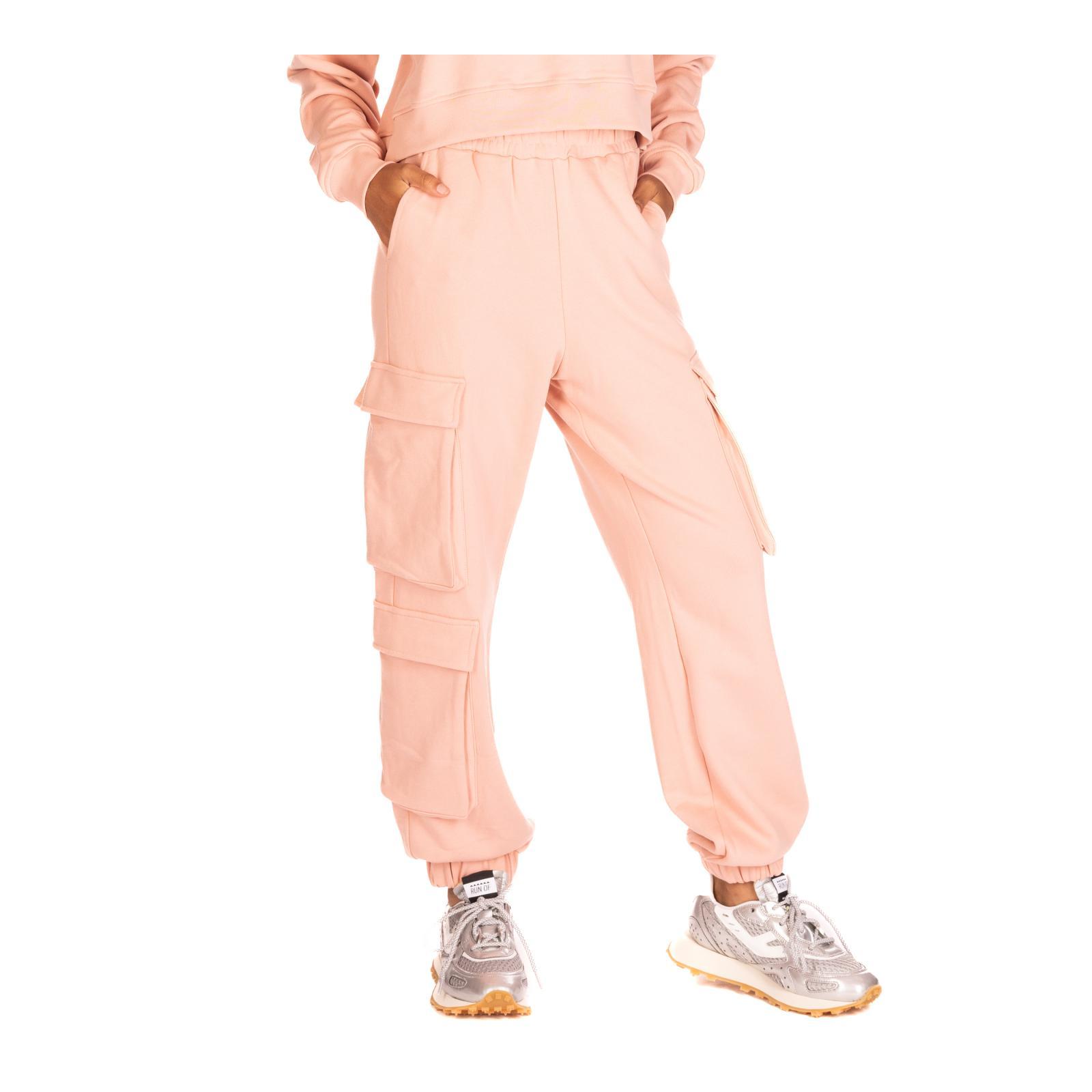 PANTALONE CON TASCONI LATERALI E STAMPA old-rose