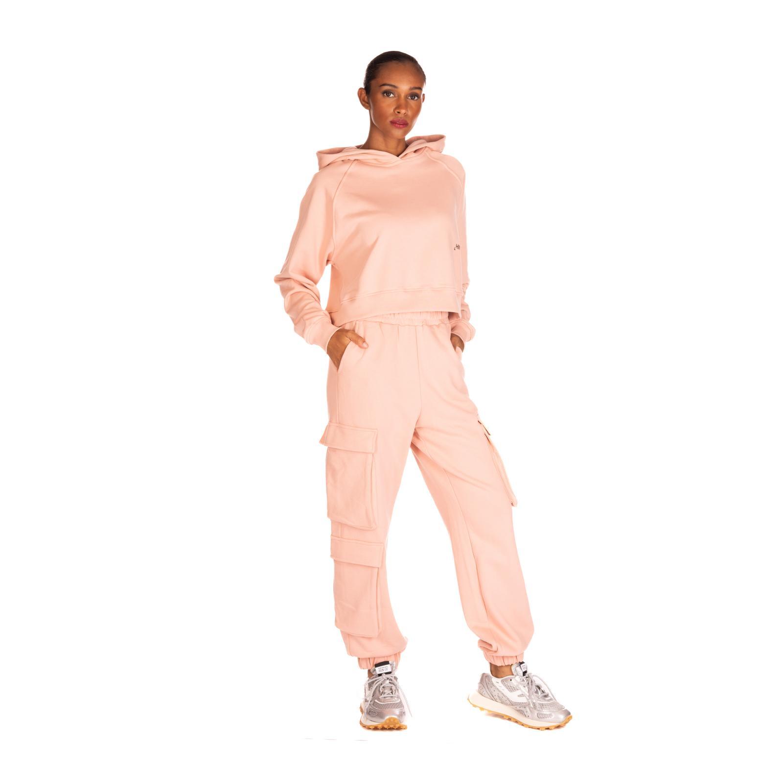 PANTALONE CON TASCONI LATERALI E STAMPA old-rose