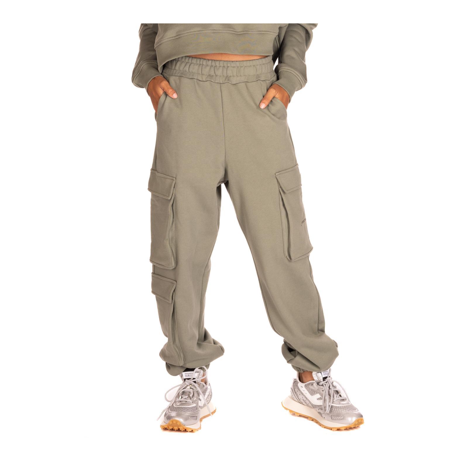 PANTALONE CON TASCONI LATERALI E STAMPA salvia