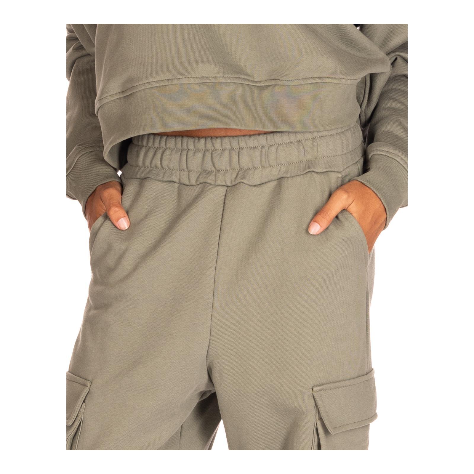 PANTALONE CON TASCONI LATERALI E STAMPA salvia