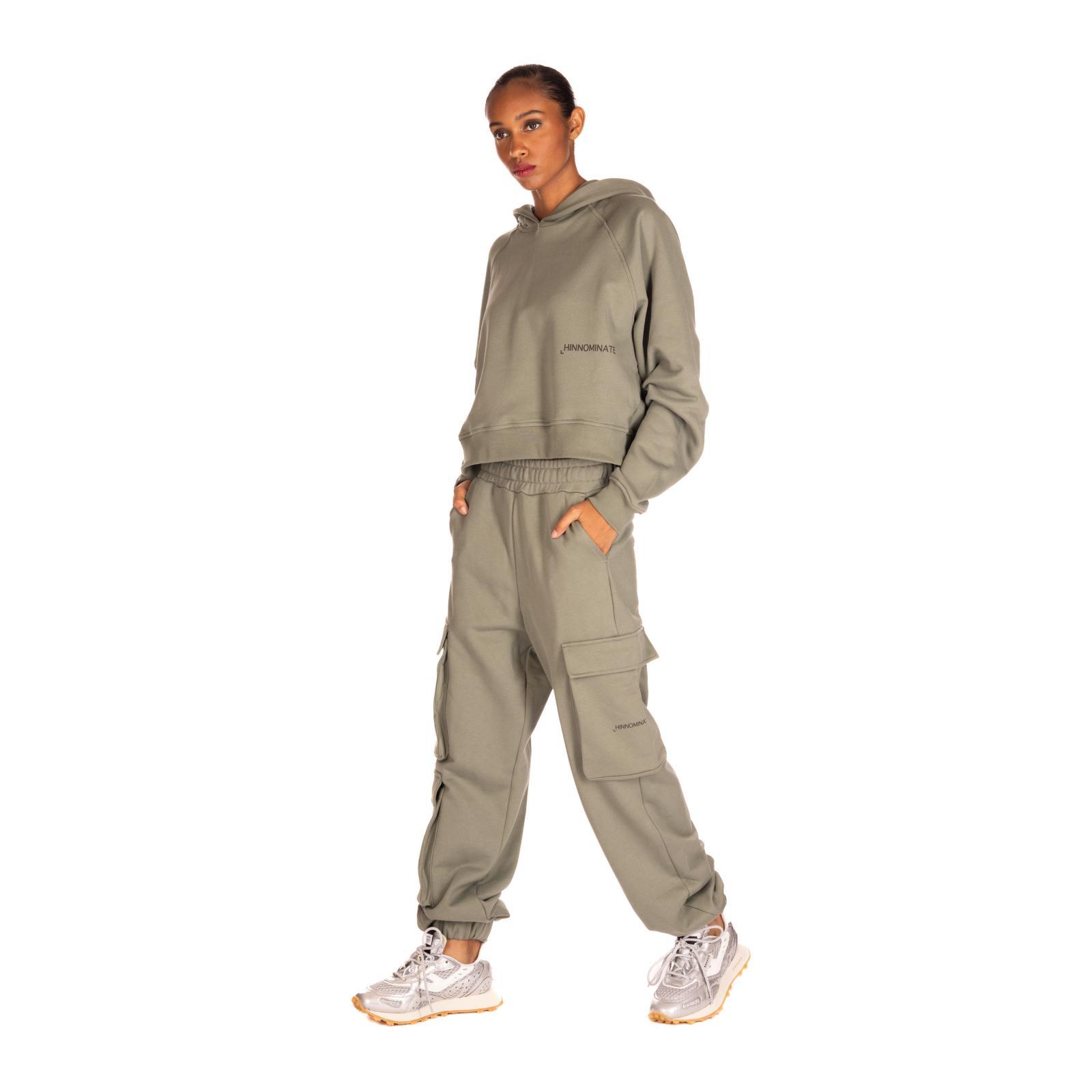 PANTALONE CON TASCONI LATERALI E STAMPA salvia