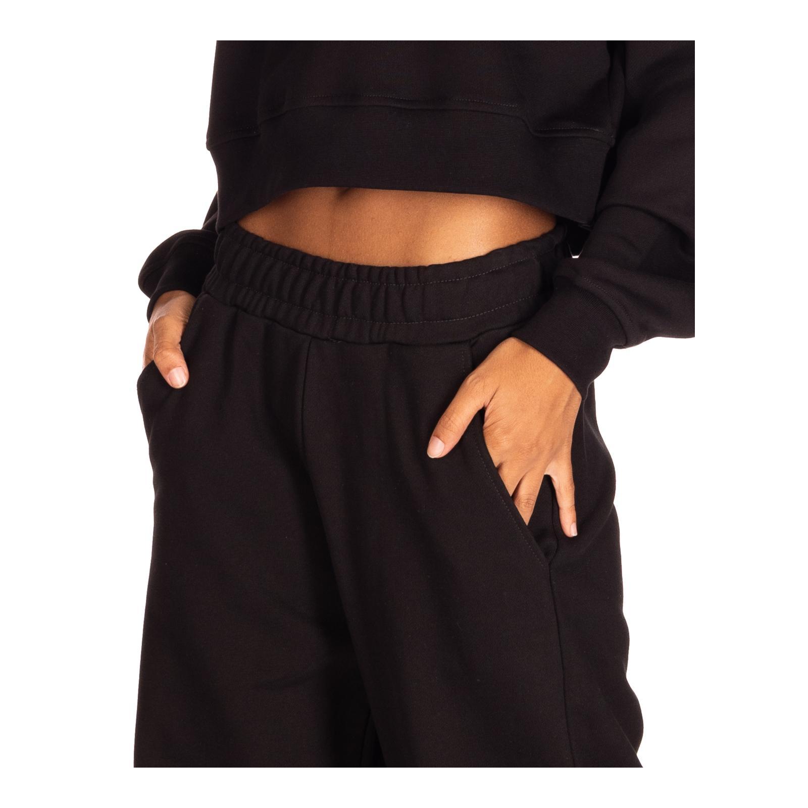 PANTALONE DRITTO IN FELPA CON STAMPA nero